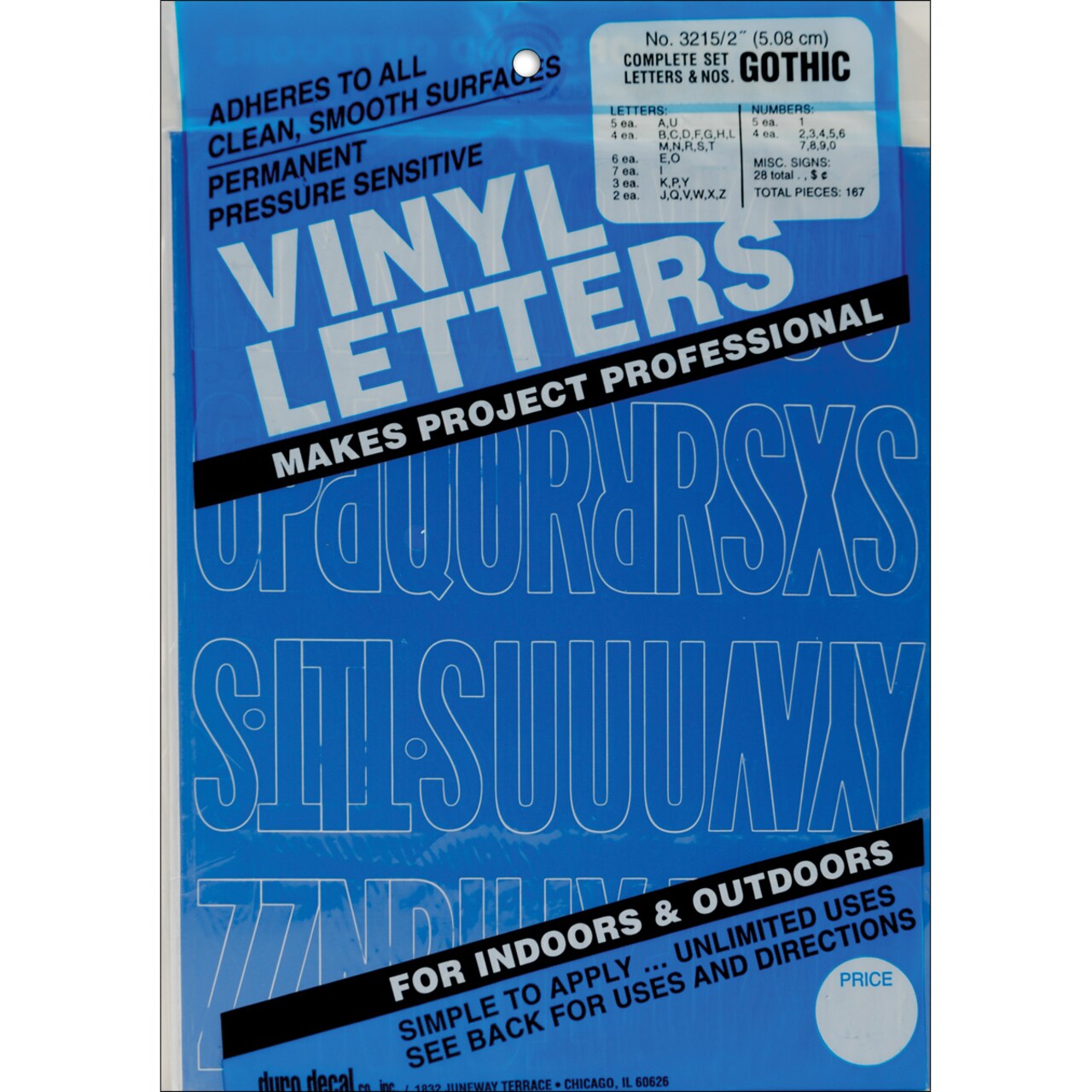 Duro Permanent Adhesive Vinyl Letters & Numbers 2" 167/Pkg-Blue